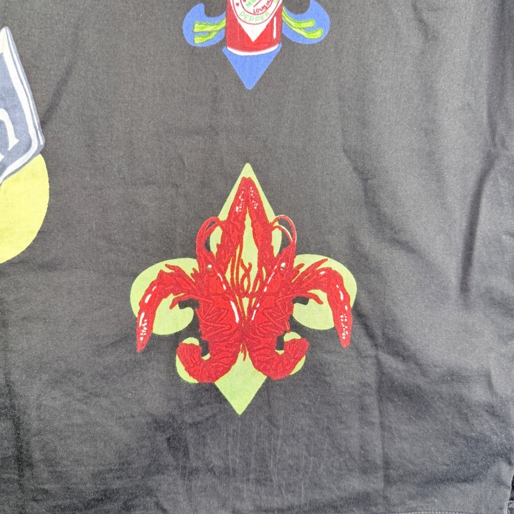 Tabasco Sportswear Button Down Shirt Mens Lg Black Bourbon Street NOLA Graphic - Picture 9 of 14